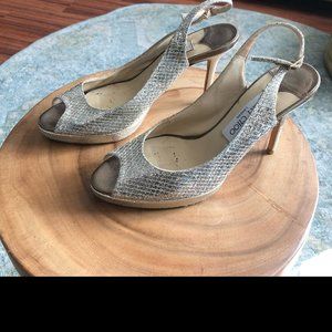 Jimmy Choo "Clue" Glitter Slingback Champagne Heel
